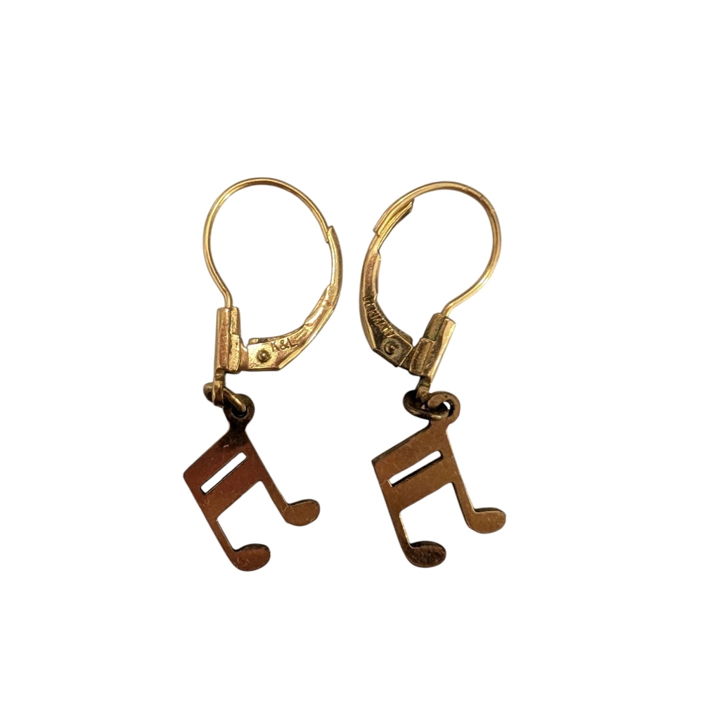 Vintage K&L Germany Gold Toned Costume Jewelry Music Note Earrings - Picture 4 of 16